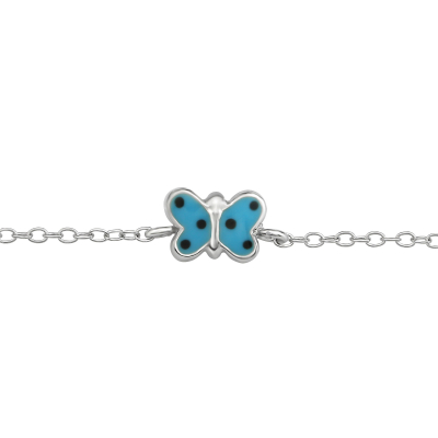 Armband zilver vlinder blauw